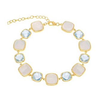 Nautica Rocks 14k Gold Over Silver Blue Topaz & Mother-of-Pearl Bracelet