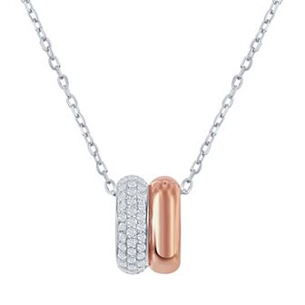 Argento Bella Sterling Silver Two-Tone Rose CZ Necklace