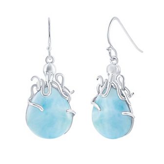 Nautica Rocks Sterling Silver Larimar Octopus Earrings
