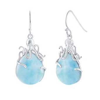 Nautica Rocks Sterling Silver Larimar Octopus Earrings