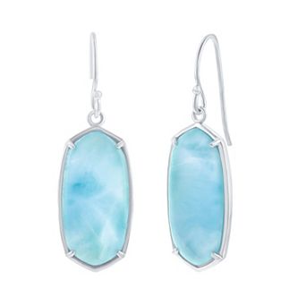 Nautica Rocks Sterling Silver Hexagon Larimar Earrings