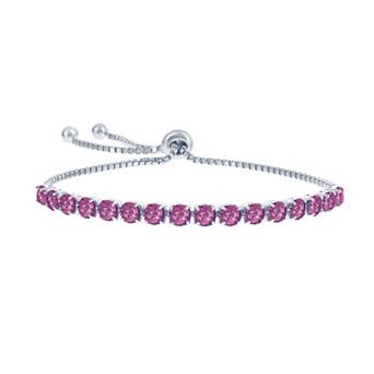 Argento Bella Sterling Silver Pink Gemstone Bracelet