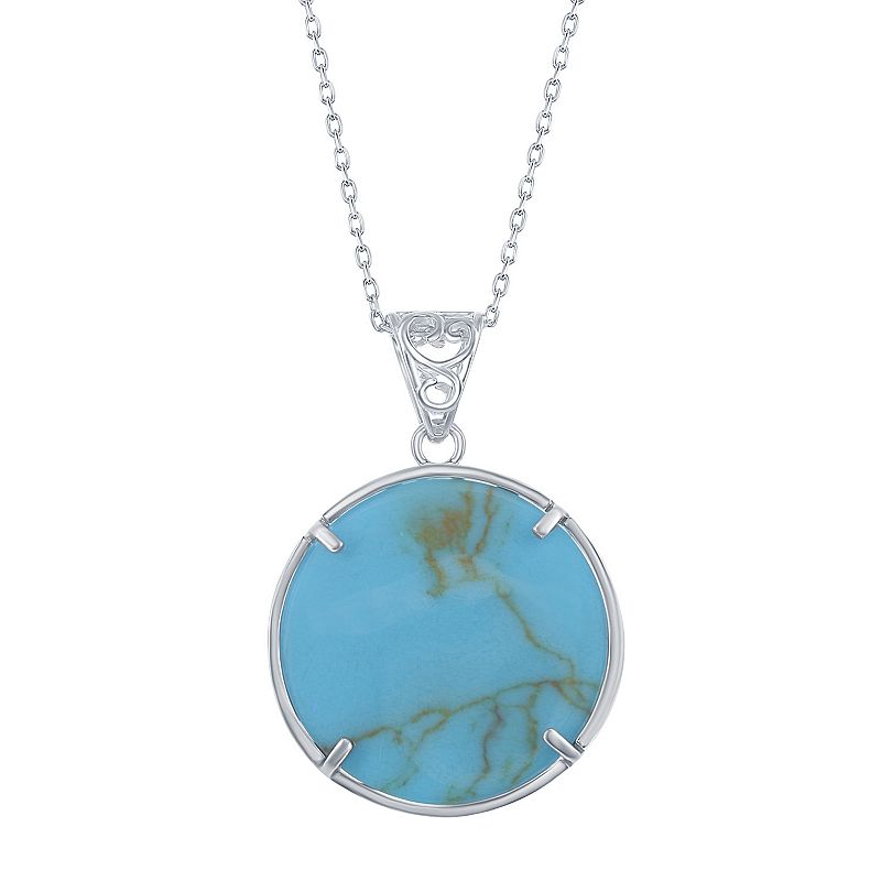Sterling Silver Simulated Turquoise Necklace, Womens, Size: 18, Blue