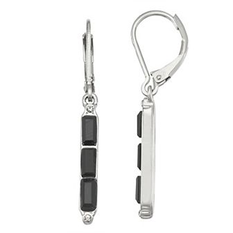 Simply Vera Vera Wang Silver Tone & Jet Simulated Crystal Linear Drop Earrings