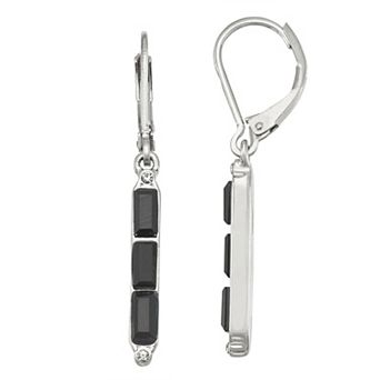 Simply Vera Vera Wang Silver Tone & Jet Simulated Crystal Linear Drop Earrings