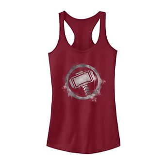 Juniors' Marvel Thor Spray Paint Hammer Stencil Logo Tank Top