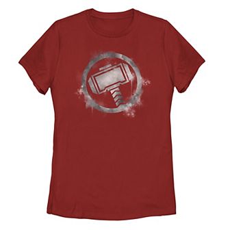 Juniors' Marvel Thor Spray Paint Stencil Logo Tee