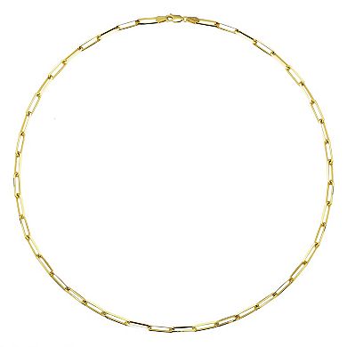 14k Gold Paper Clip Link Chain Necklace