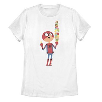 Juniors' Marvel Spider-Man Ice Cream Animated Portrait Tee