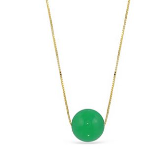 14k Gold Green Jade Pendant Necklace