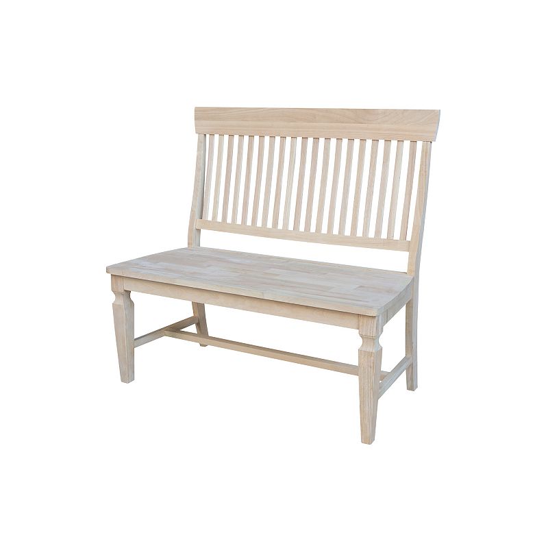 Vista Slat Back Solid Wood Bench Unfinished - International Concepts: Parawood, Entryway, Breakfast Nook