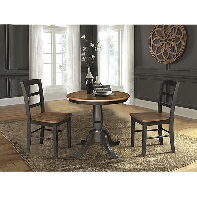 International Concepts Round Pedestal Table & Madrid Chair 3-piece Set