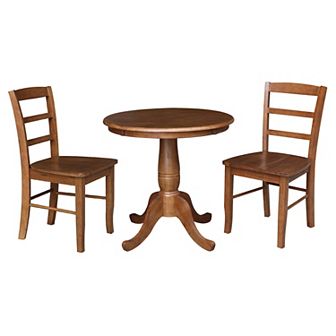 International Concepts Round Pedestal Table & Madrid Chair 3 pc Set