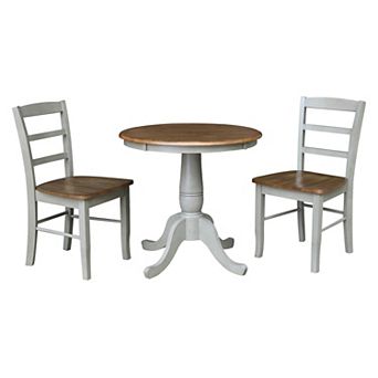 International Concepts Round Pedestal Table & Madrid Chair 3 pc Set
