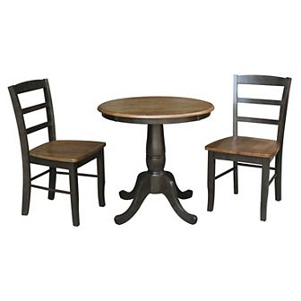 International Concepts Round Pedestal Table & Madrid Chair 3 pc Set