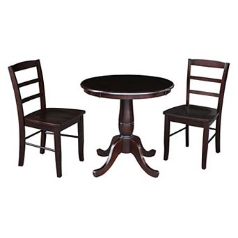 International Concepts Round Pedestal Table & Madrid Chair 3 pc Set