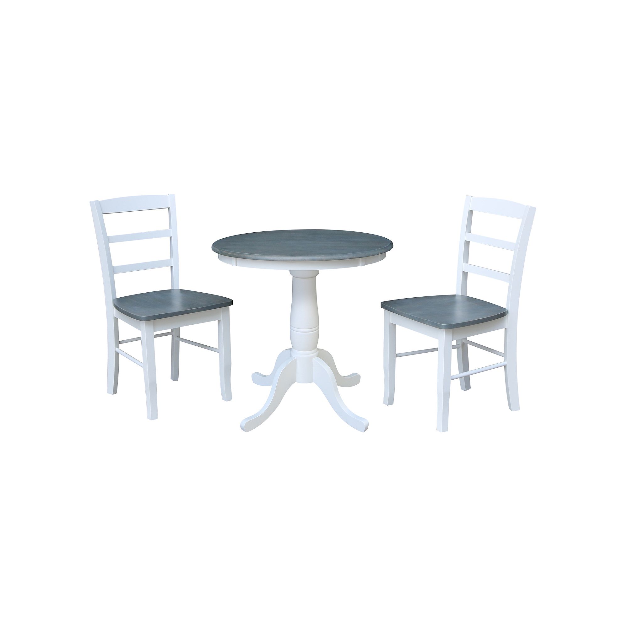 International Concepts Round Pedestal Table & Madrid Chair 3-piece Set, Whi