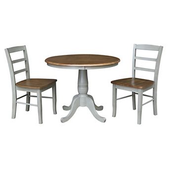 International Concepts Round Pedestal Table & Ladder Back Chair 3 pc Set