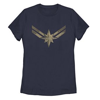 Juniors' Marvel Captain Marvel Distressed Logo Tee