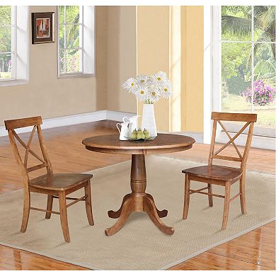 International Concepts Round Pedestal Table & Chair 3-piece Set