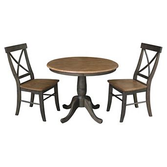 International Concepts Round Pedestal Table & Chair 3 pc Set