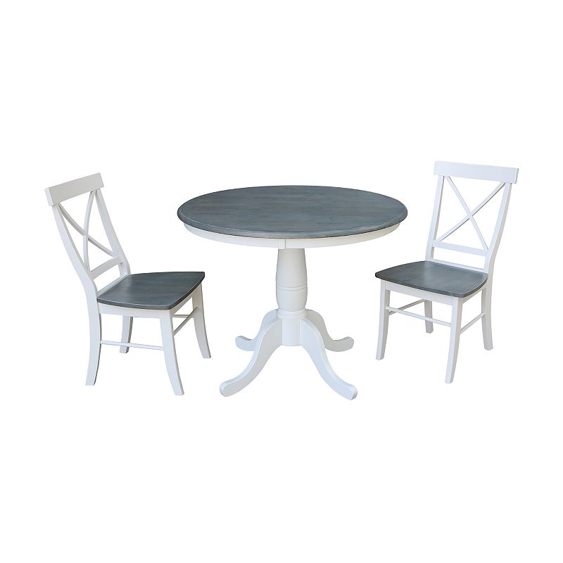 International Concepts Round Pedestal Table & Chair 3-piece Set, Multicolor