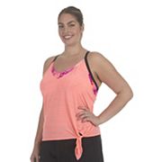 Plus size zeroxposur obelisk knot layered tankini sales top