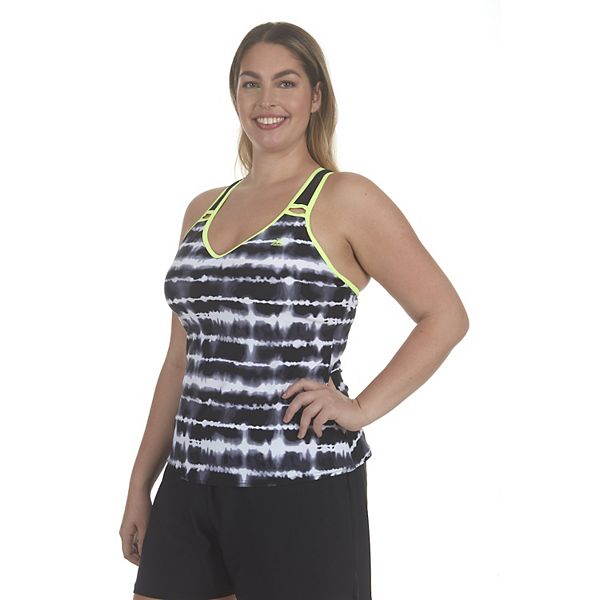 Plus Size Zeroxposur Striped Racerback Upf 30 Tankini Top