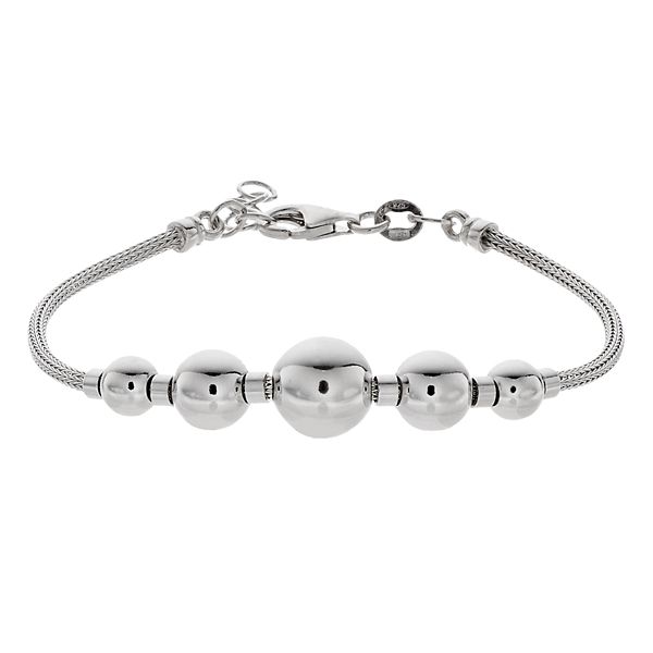 Sterling Silver Mesh High Polish Grad Beads Bracelet