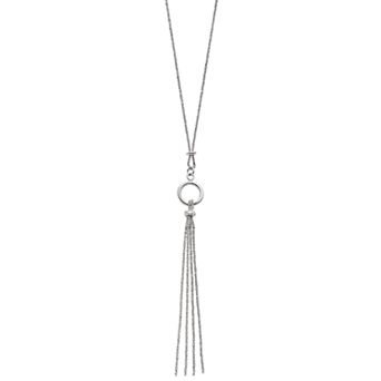 Sterling Silver Mesh Tassel Necklace