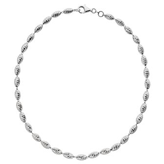 Sterling Silver Puff Oval Link Necklace