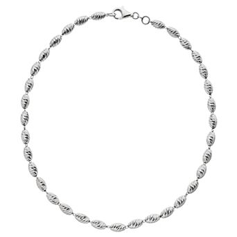 Sterling Silver Puff Oval Link Necklace