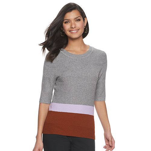 Women's Apt. 9® Elbow Sleeve Ribbed Sweater