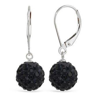 Sterling Silver Crystal Ball Drop Earrings