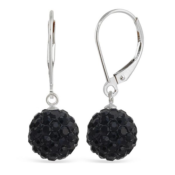 Sterling Silver Crystal Ball Drop Earrings