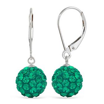 Sterling Silver Crystal Ball Drop Earrings