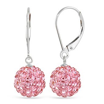 Sterling Silver Crystal Ball Drop Earrings