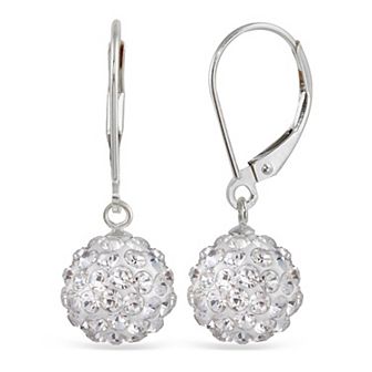Sterling Silver Crystal Ball Drop Earrings