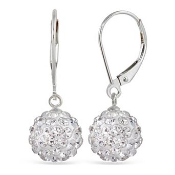Sterling Silver Crystal Ball Drop Earrings