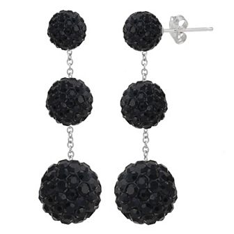 Sterling Silver Graduated Crystal Tiered Drop Earrings