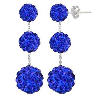 Sterling Silver Graduated Crystal Tiered Drop Earrings