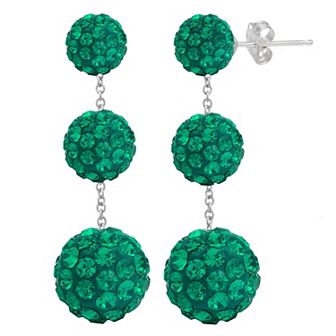 Sterling Silver Graduated Crystal Tiered Drop Earrings