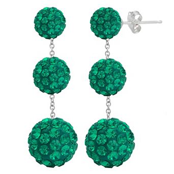 Sterling Silver Graduated Crystal Tiered Drop Earrings