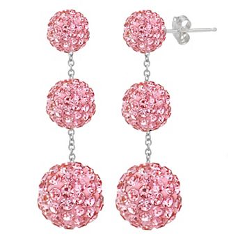 Sterling Silver Graduated Crystal Tiered Drop Earrings