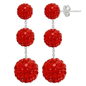 Sterling Silver Graduated Crystal Tiered Drop Earrings