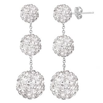 Sterling Silver Graduated Crystal Tiered Drop Earrings