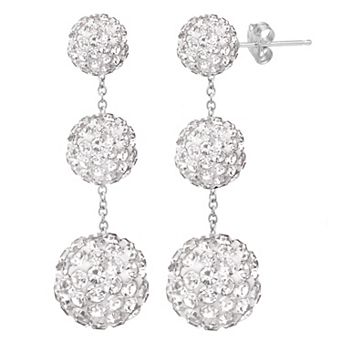 Sterling Silver Graduated Crystal Tiered Drop Earrings