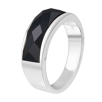 Men's Black Onyx Rectangle Ring