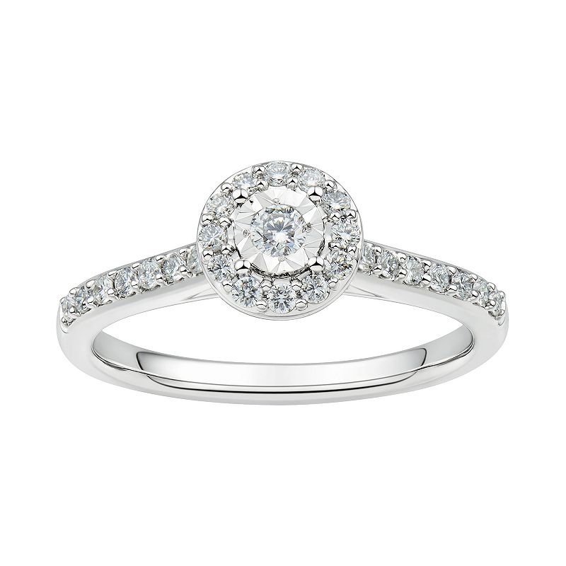 Grown With Love 10k White Gold 1/3 Carat T.W. Lab Grown Diamond Halo Ring, 