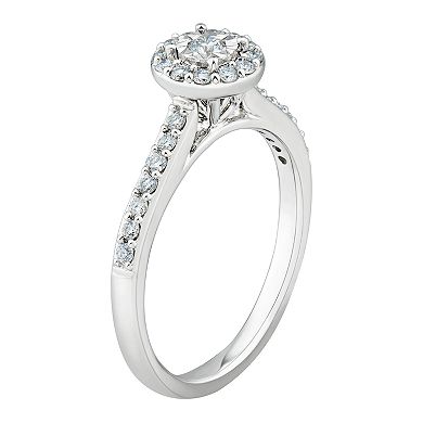 Grown With Love 10k White Gold 1/3 Carat T.W. Lab Grown Diamond Halo Ring